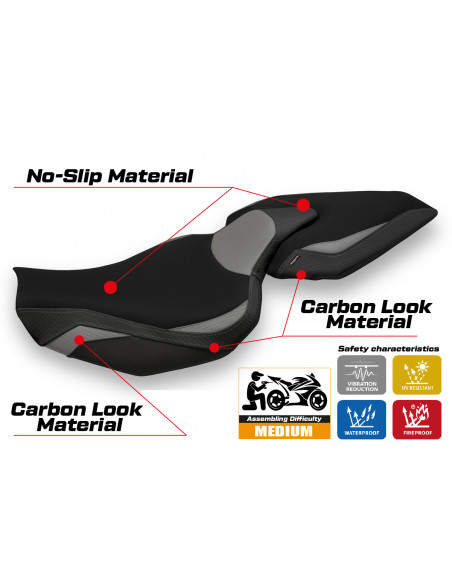 Housse de selle compatible Kawasaki Z 1000 (14-20) modèle Mellby 1