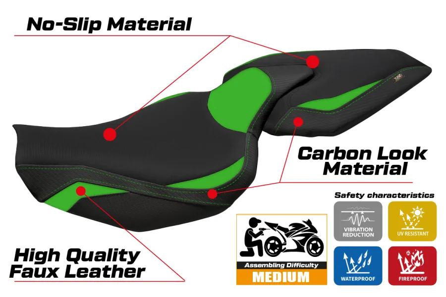 Housse de selle compatible Kawasaki Z 1000 (14-20) modèle Mellby 1