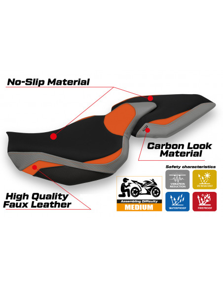 Funda de asiento compatible con Kawasaki Z 1000 (14-20) modelo Mellby special color