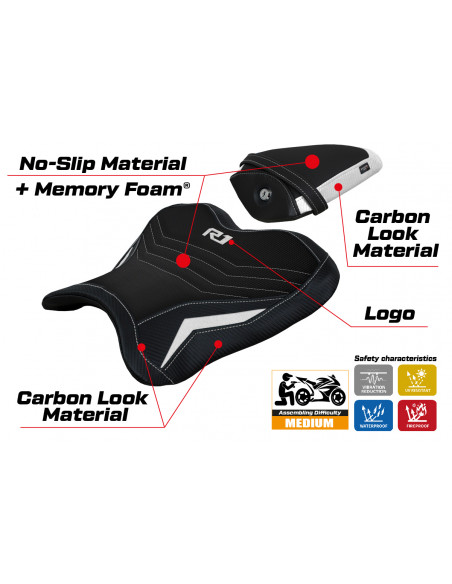 Rivestimento sella compatibile Yamaha R1 (15-22) modello Kagran comfort system
