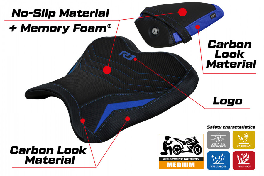 Housse de selle compatible Yamaha R1 (15-22) modèle Kagran comfort system