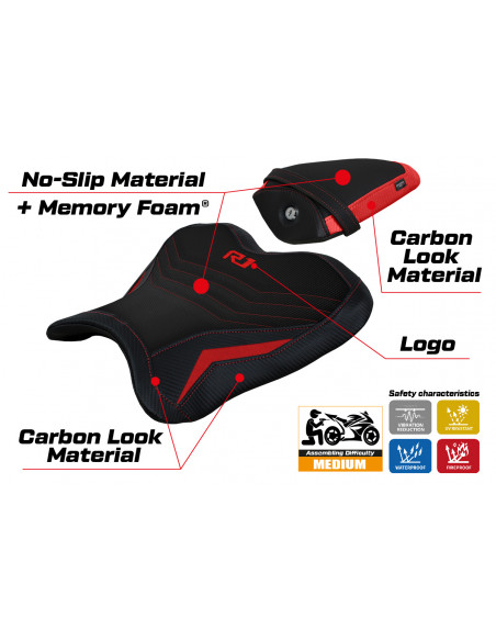 Funda de asiento compatible con Yamaha R1 (15-22) modelo Kagran comfort system