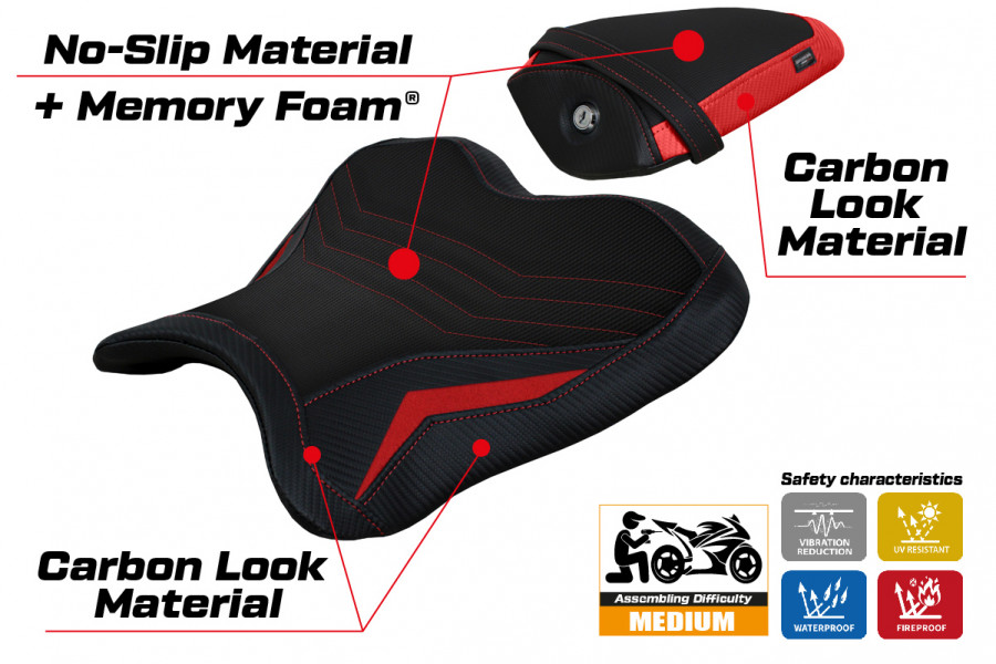 Funda de asiento compatible con Yamaha R1 (15-22) modelo Kagran comfort system