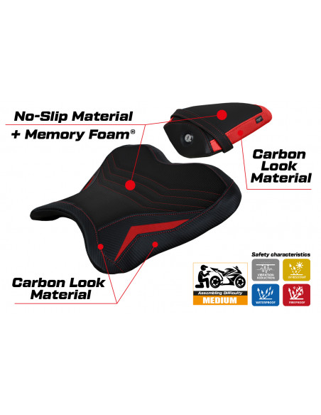 Housse de selle compatible Yamaha R1 (15-22) modèle Kagran comfort system