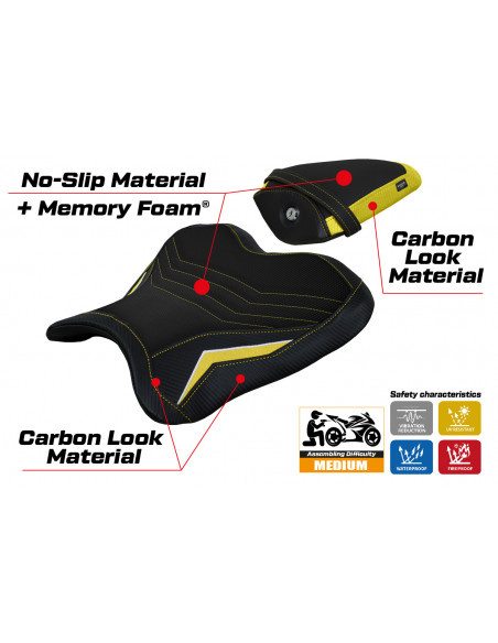 Housse de selle compatible Yamaha R1 (15-22) modèle Kagran special color comfort system