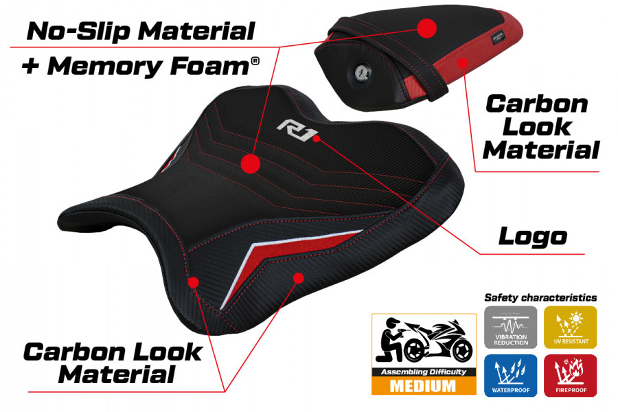 Housse de selle compatible Yamaha R1 (15-22) modèle Kagran special color comfort system