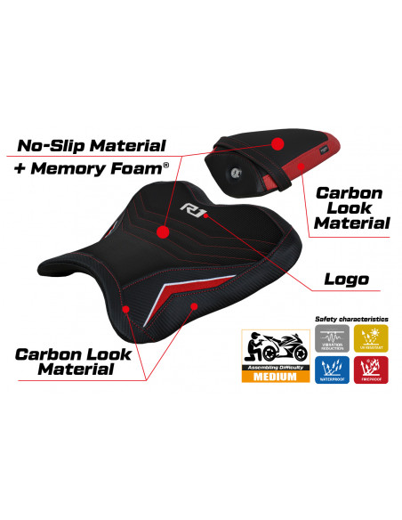 Seat cover compatible Yamaha R1 (15-22) Kagran special color comfort system model