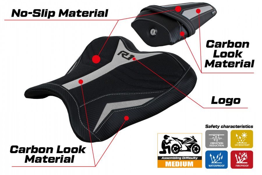 Rivestimento sella compatibile Yamaha R1 (15-22) modello Kagran ultragrip