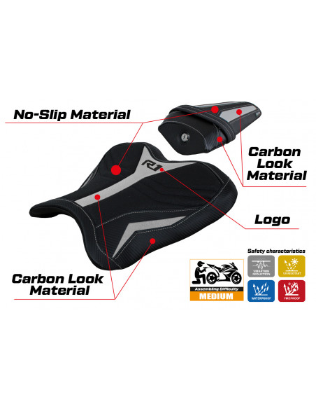Seat cover compatible Yamaha R1 (15-22) Kagran ultragrip model
