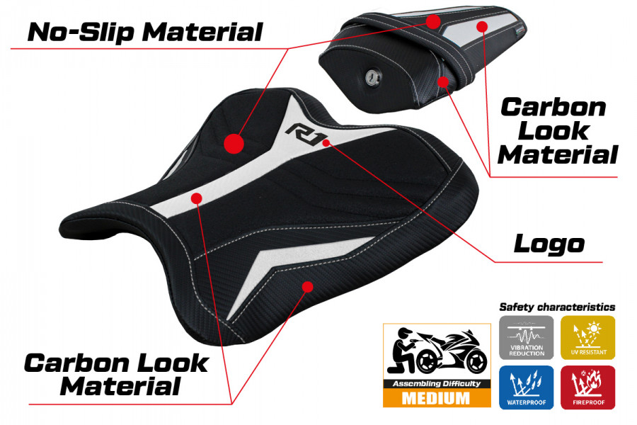 Seat cover compatible Yamaha R1 (15-22) Kagran ultragrip model
