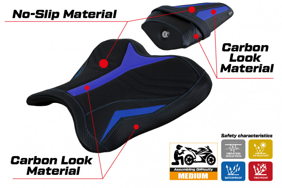 Rivestimento sella compatibile Yamaha R1 (15-22) modello Kagran ultragrip