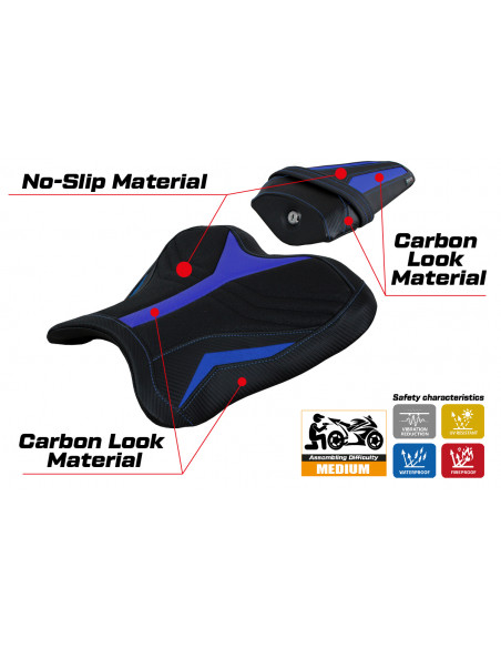 Funda de asiento compatible con Yamaha R1 (15-22) modelo Kagran ultragrip