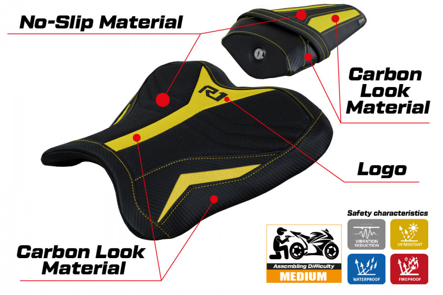 Seat cover compatible Yamaha R1 (15-22) Kagran ultragrip model