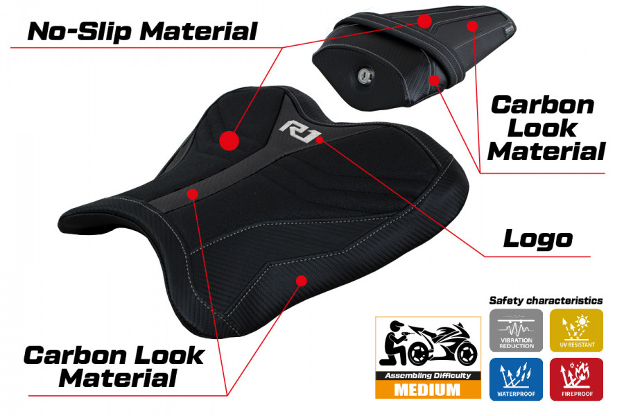 Seat cover compatible Yamaha R1 (15-22) Kagran ultragrip model