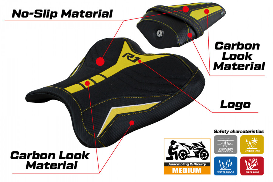 Housse de selle compatible Yamaha R1 (15-22) modèle Kagran special color ultragrip