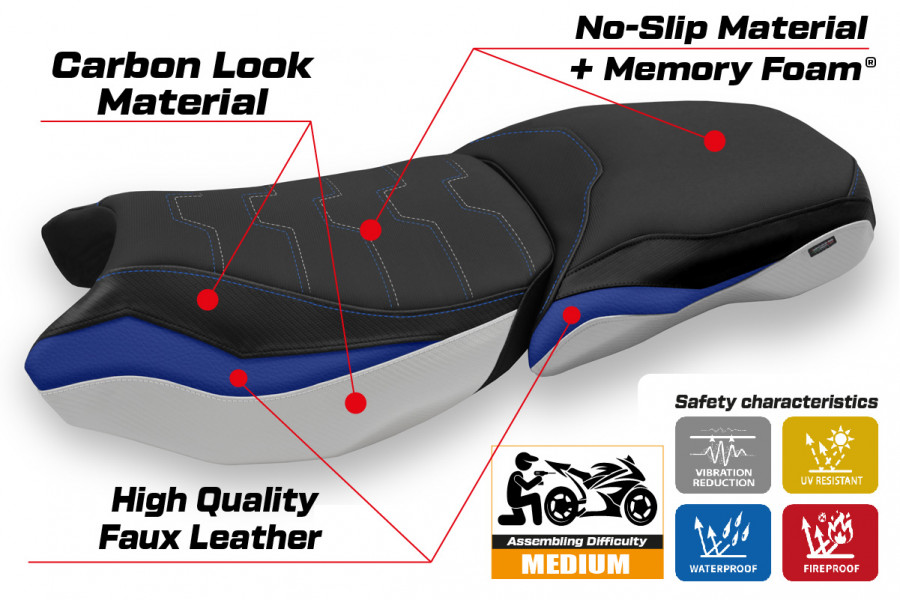 Housse de selle compatible BMW R 1250 GS Adventure (19-22) modèle Mapello comfort system