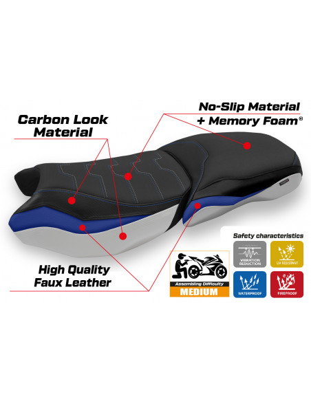 Funda de asiento compatible BMW R 1250 GS Adventure (19-22) modelo Mapello comfort system