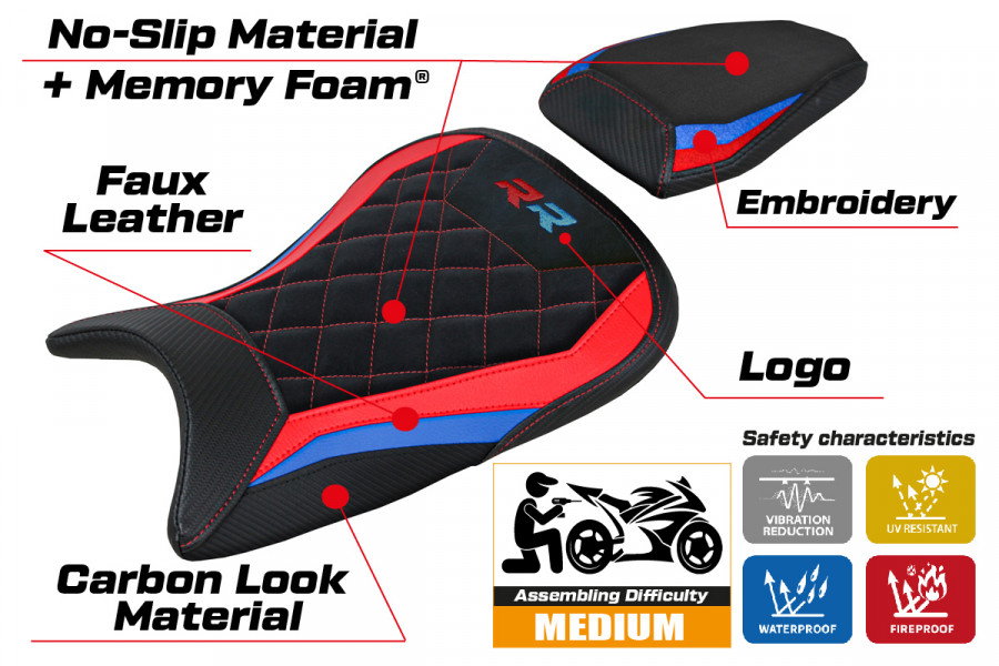 Funda de asiento compatible BMW S 1000 RR (19-23) modelo Aichen Velvet Comfort System
