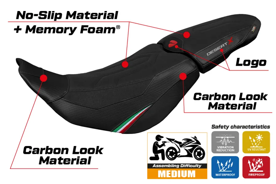Seat cover compatible Ducati Desert-X (2022) Thar Trico ultragrip comfort system model