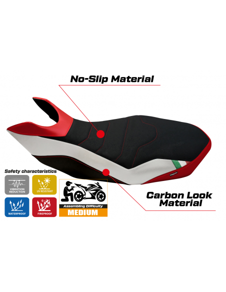 Housse de selle compatible Ducati Hypermotard 796/1100/1100 EVO (07-12) modèle Ribe special color ultragrip