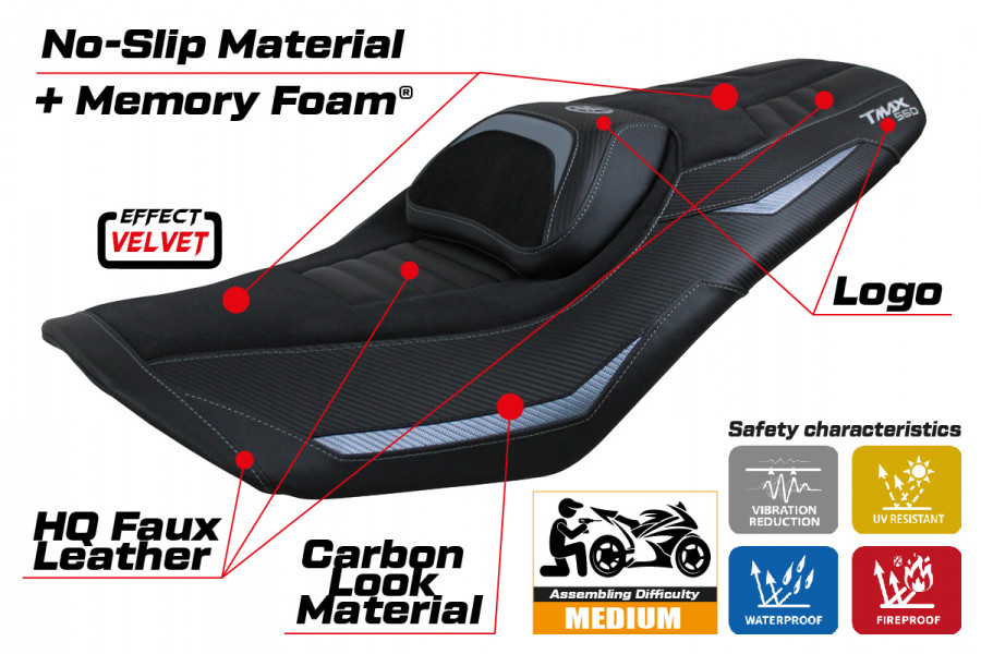 Rivestimento sella compatibile Yamaha T-Max 560 (2022) modello Kiko Comfort System