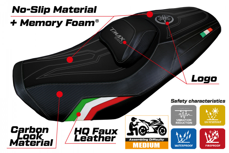 Housse de selle compatible Yamaha T-Max 560 (2022) modèle Kira Comfort System