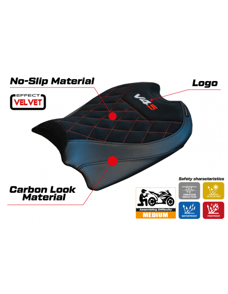 Rivestimento sella compatibile Ducati Panigale V4 (18-22) modello Harbin velvet