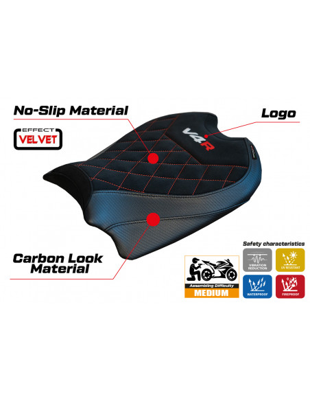 Funda de asiento compatible con Ducati Panigale V4 (18-22) modelo Harbin velvet