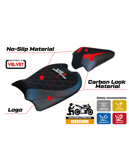 Housse de selle compatible Ducati Streetfighter V4 (20-22) modèle velvet Osaka