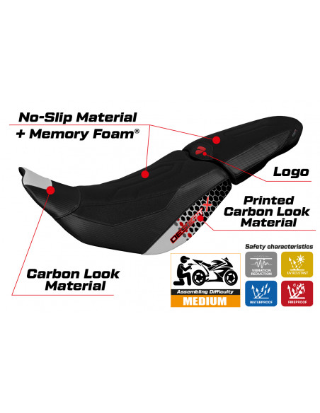 Housse de selle compatible Ducati Desert-X (2022) modèle Thar special color ultragrip comfort system