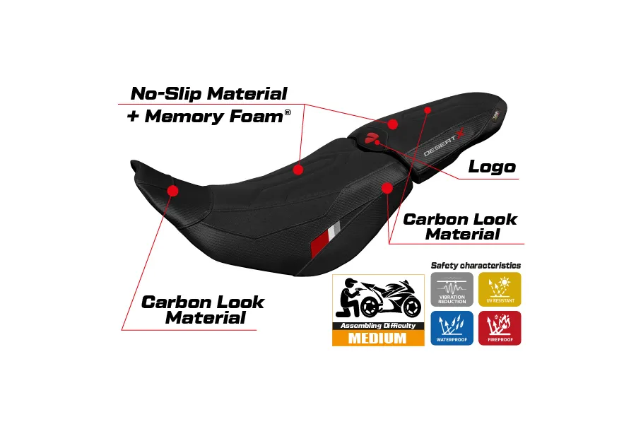 Funda de asiento compatible Ducati Desert-X (2022) modelo Thar ultragrip comfort system