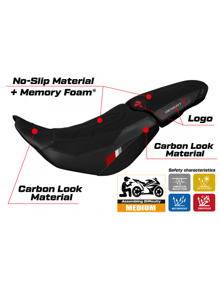 Funda de asiento compatible Ducati Desert-X (2022) modelo Thar ultragrip comfort system