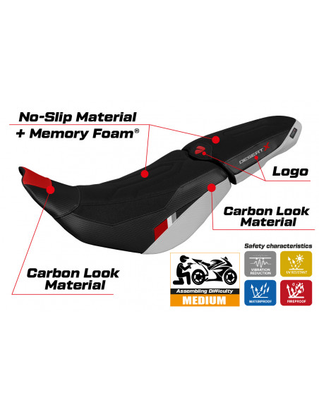 Housse de selle compatible Ducati Desert-X (2022) modèle Thar ultragrip comfort system