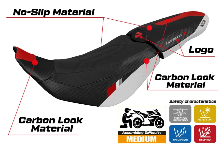 Housse de selle compatible Ducati Desert-X (2022) modèle Thar ultragrip