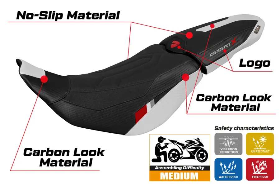 Housse de selle compatible Ducati Desert-X (2022) modèle Thar ultragrip