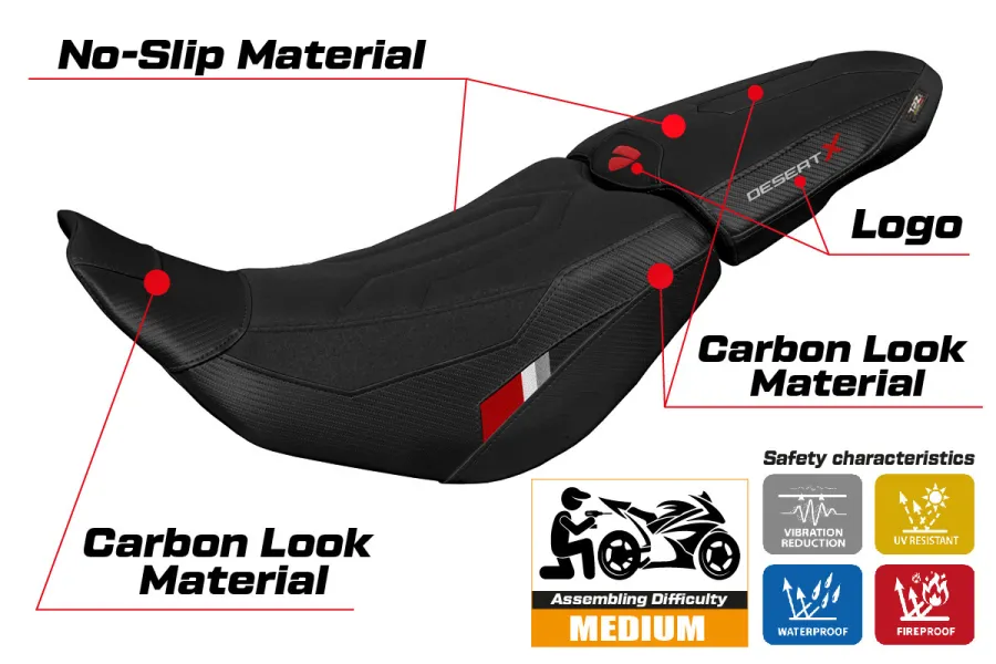 Seat cover compatible Ducati Desert-X (2022) Thar ultragrip model