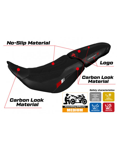 Funda de asiento compatible Ducati Desert-X (2022) modelo Thar ultragrip