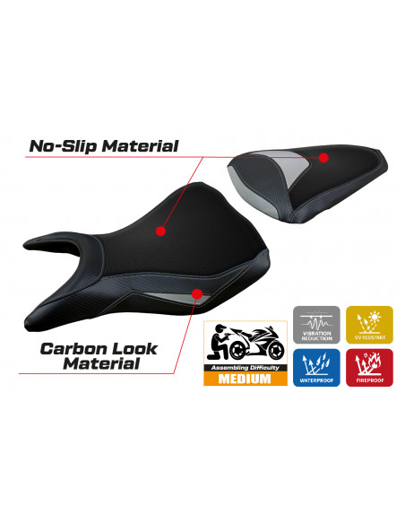 Funda de asiento compatible con Yamaha R3 (15-23) modelo Jesolo