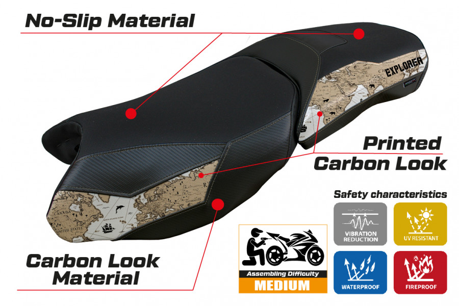 Funda de asiento compatible BMW R 1250 GS Adventure (19-22) modelo Soho