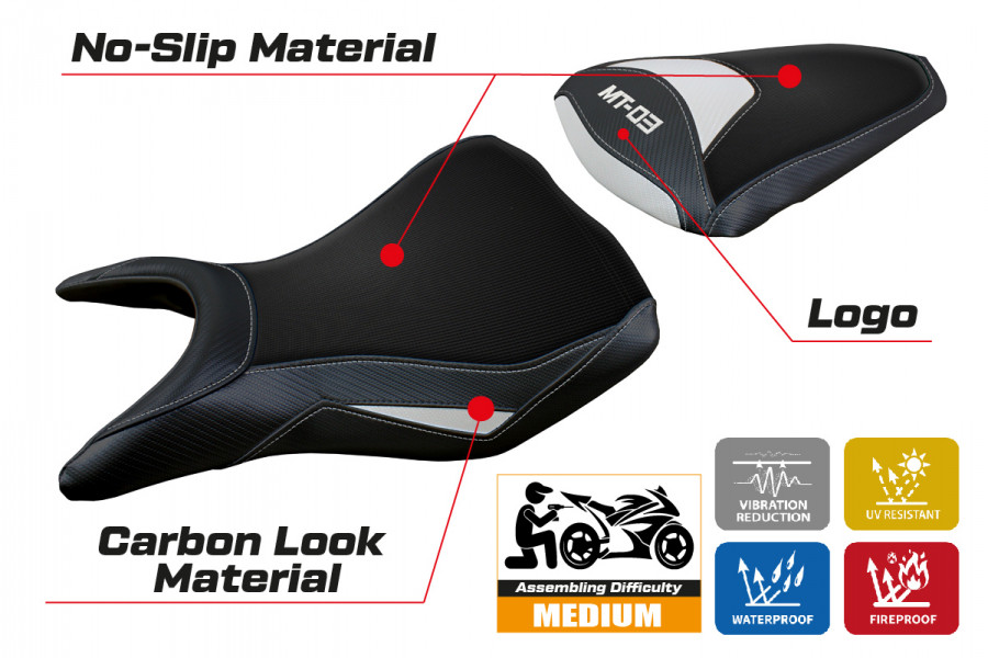 Funda de asiento compatible con Yamaha MT-03 (20-23) modelo Meolo