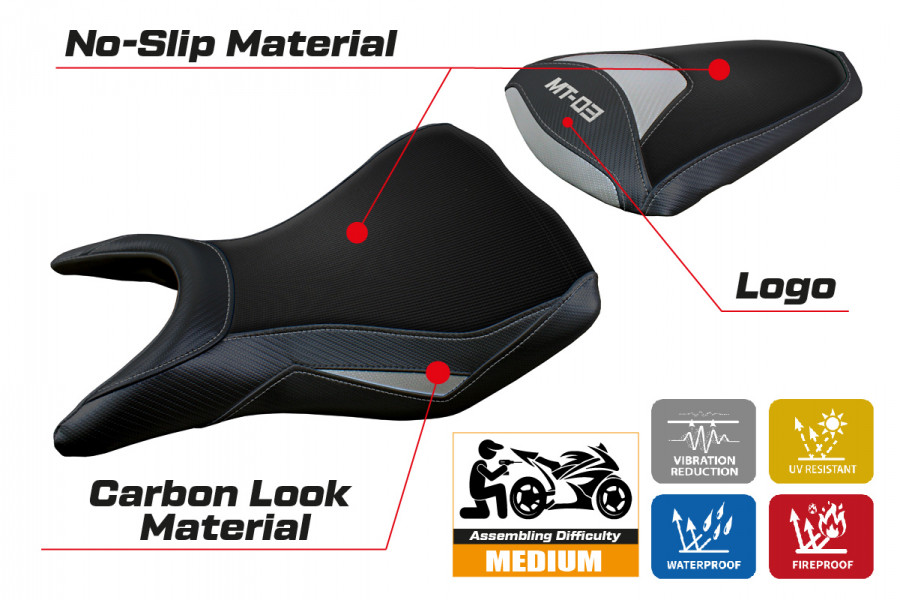 Funda de asiento compatible con Yamaha MT-03 (20-23) modelo Meolo
