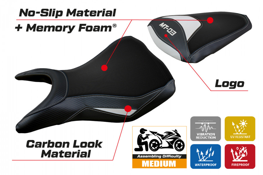 Rivestimento sella compatibile Yamaha MT-03 (20-23) modello Meolo comfort system