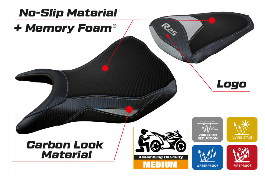 Seat cover compatible Yamaha R25 (14-20) Eraclea comfort system model