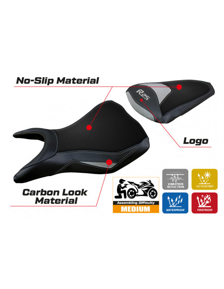 Rivestimento sella compatibile Yamaha R25 (14-20) modello Eraclea