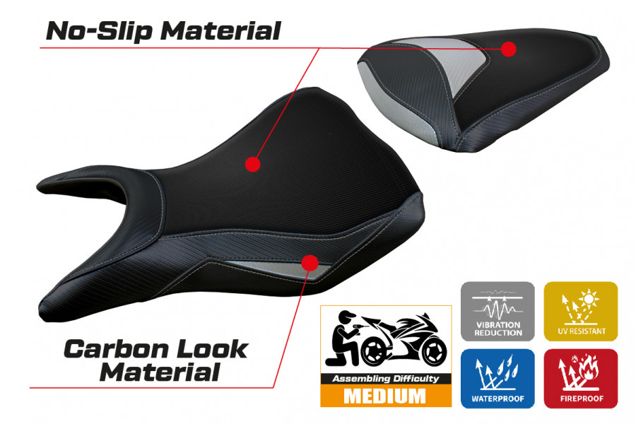 Funda de asiento compatible con Yamaha R25 (14-20) modelo Eraclea