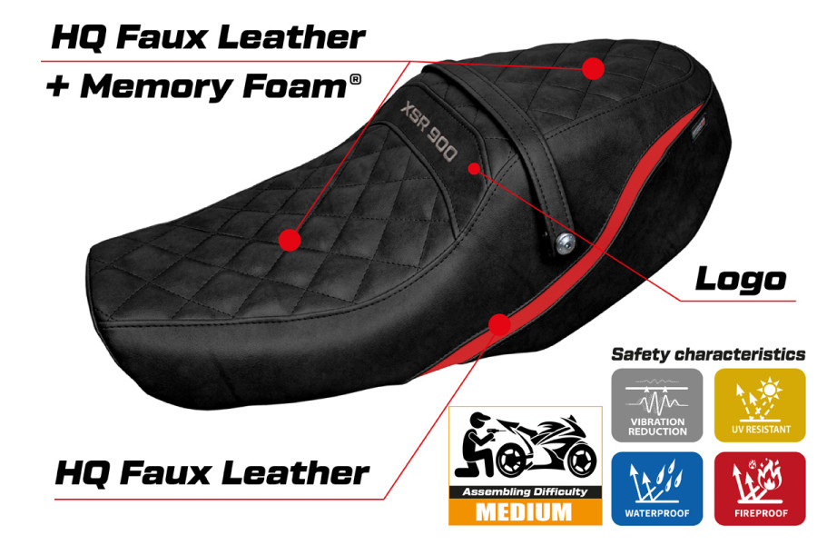 Housse de selle compatible Yamaha XSR 900 (22-23) modèle Adeje special color comfort system