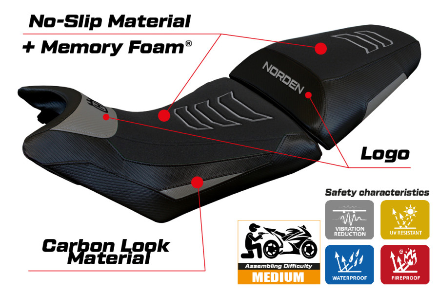 Housse de selle compatible Husqvarna Norden 901 (22-23) modèle Norvik Comfort System Ultragrip