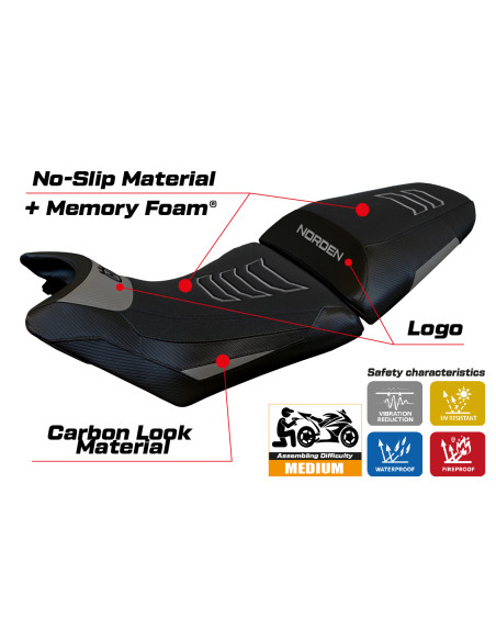 Housse de selle compatible Husqvarna Norden 901 (22-23) modèle Norvik Comfort System Ultragrip