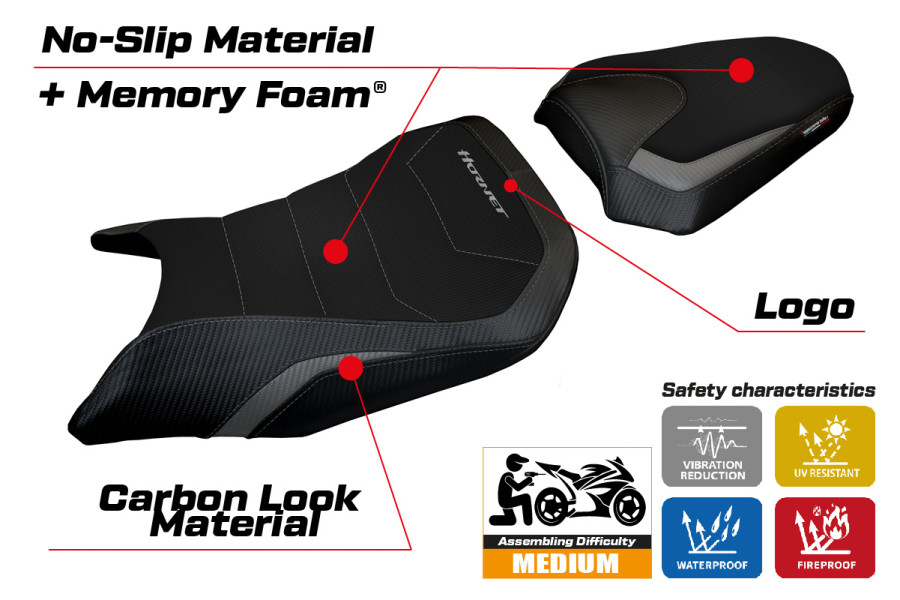 Housse de selle compatible Honda CB 750 Hornet (2023) modèle Toyama Comfort System