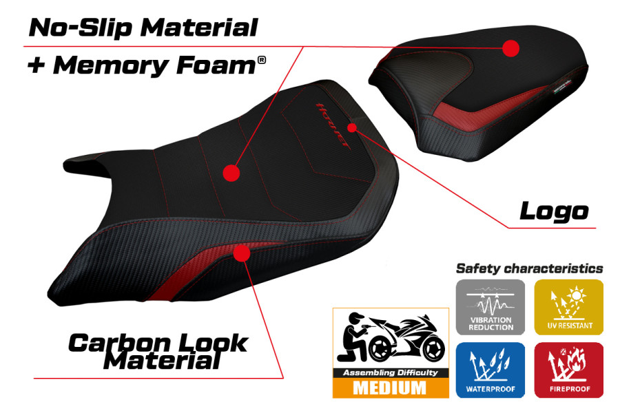 Funda de asiento compatible Honda CB 750 Hornet (2023) modelo Toyama Comfort System